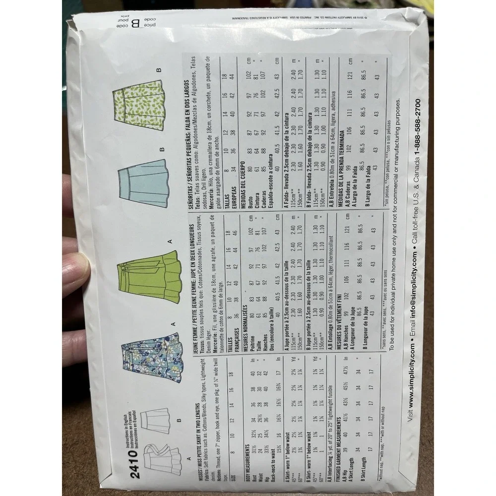 Simplicity 2410 Uncut Sewing Pattern Ladies Skirt Sizes 8-18